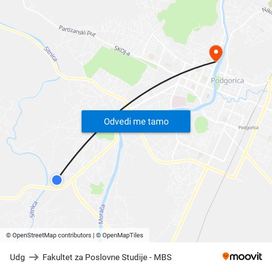 Udg to Fakultet za Poslovne Studije - MBS map