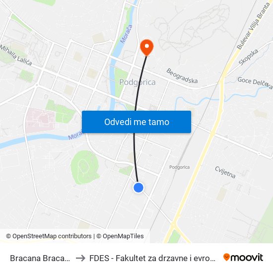 Bracana Bracanovića to FDES - Fakultet za drzavne i evropske studije map