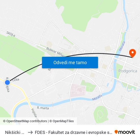 Nikšićki Put to FDES - Fakultet za drzavne i evropske studije map
