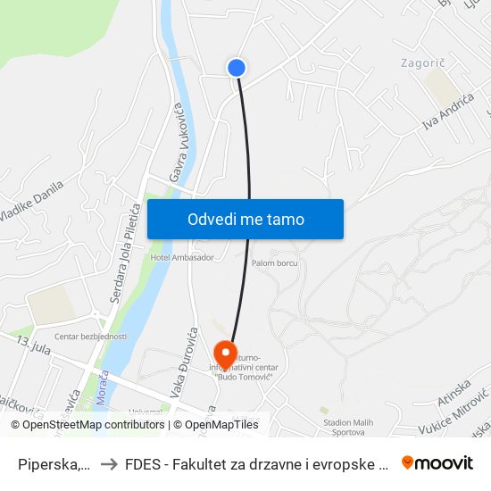 Piperska, 27 to FDES - Fakultet za drzavne i evropske studije map