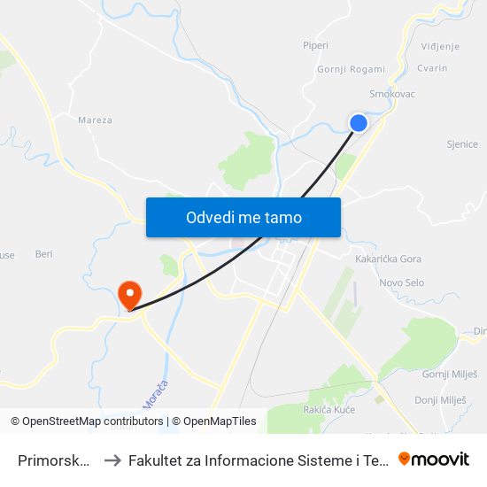 Primorska, 32 to Fakultet za Informacione Sisteme i Tehnologije map