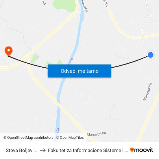 Steva Boljevića, 21 to Fakultet za Informacione Sisteme i Tehnologije map