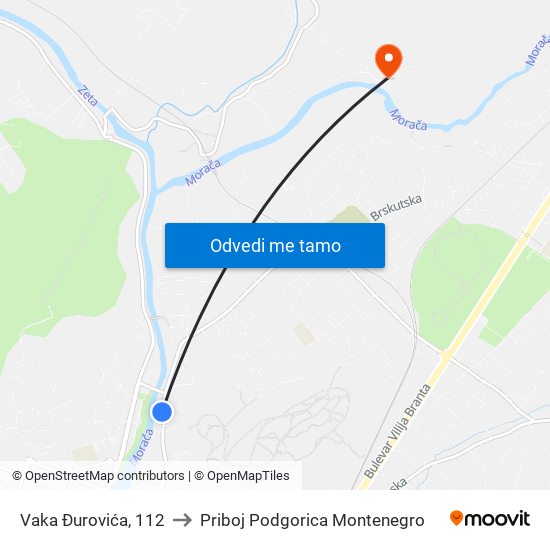 Vaka Đurovića, 112 to Priboj Podgorica Montenegro map