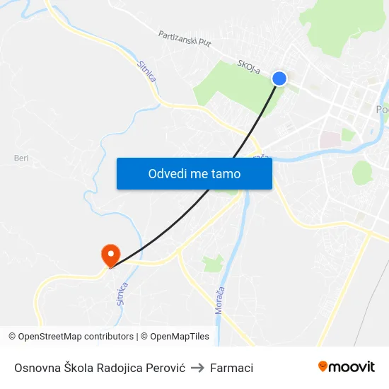 Osnovna Škola Radojica Perović to Farmaci map