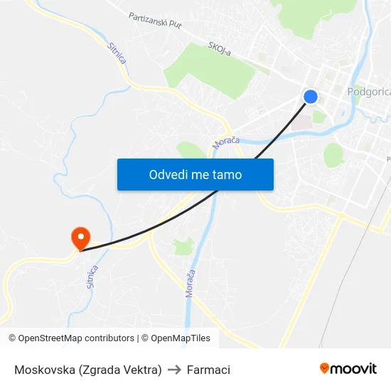 Moskovska (Zgrada Vektra) to Farmaci map