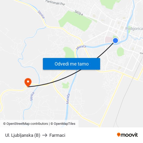 Ul. Ljubljanska (B) to Farmaci map