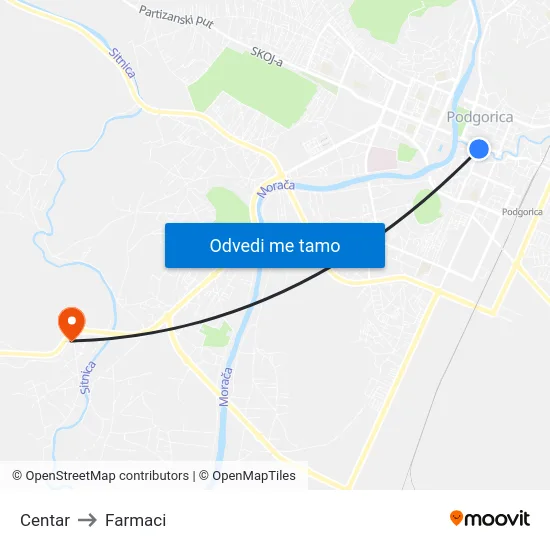 Centar to Farmaci map