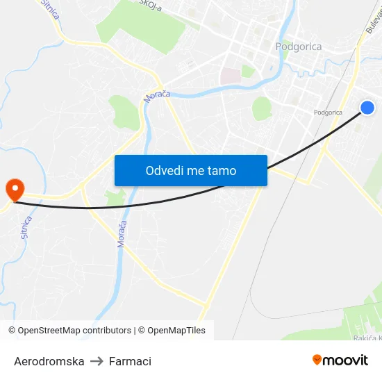 Aerodromska to Farmaci map