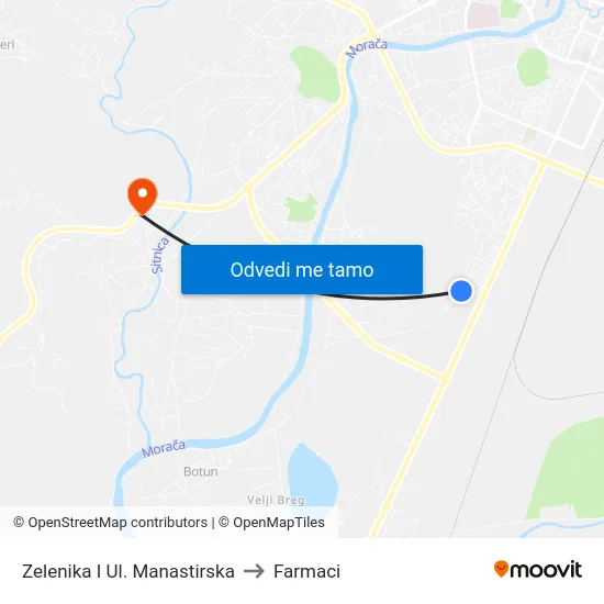 Zelenika I Ul. Manastirska to Farmaci map