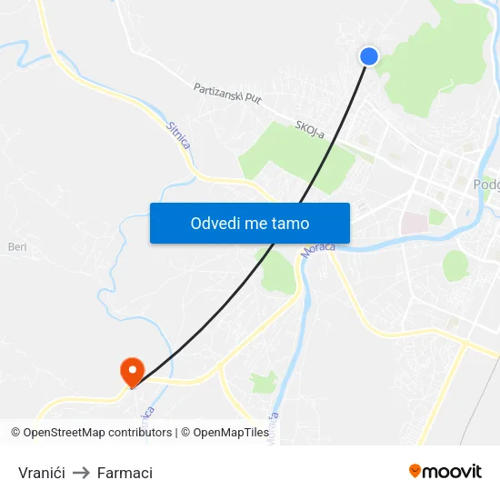 Vranići to Farmaci map