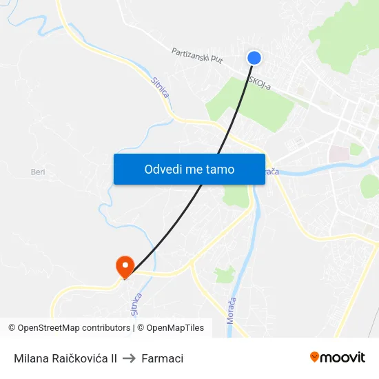 Milana Raičkovića II to Farmaci map
