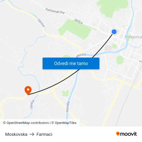 Moskovska to Farmaci map