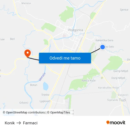 Konik to Farmaci map
