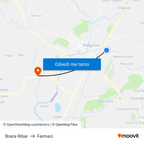 Braće Ribar to Farmaci map
