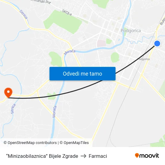 “Minizaobilaznica” Bijele Zgrade to Farmaci map