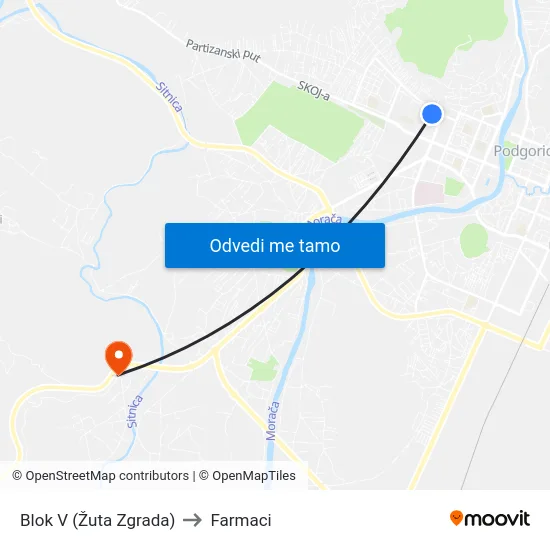 Blok V (Žuta Zgrada) to Farmaci map