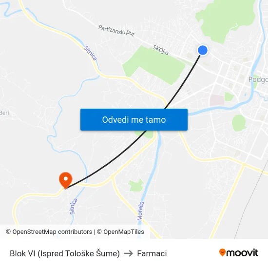 Blok VI (Ispred Tološke Šume) to Farmaci map