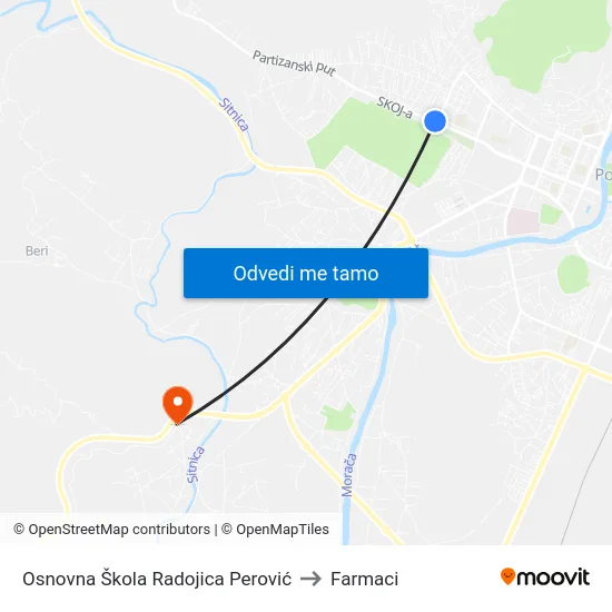 Osnovna Škola Radojica Perović to Farmaci map