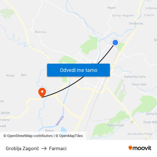 Groblja Zagorič to Farmaci map