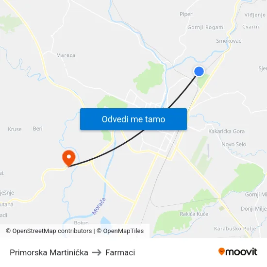 Primorska Martinićka to Farmaci map