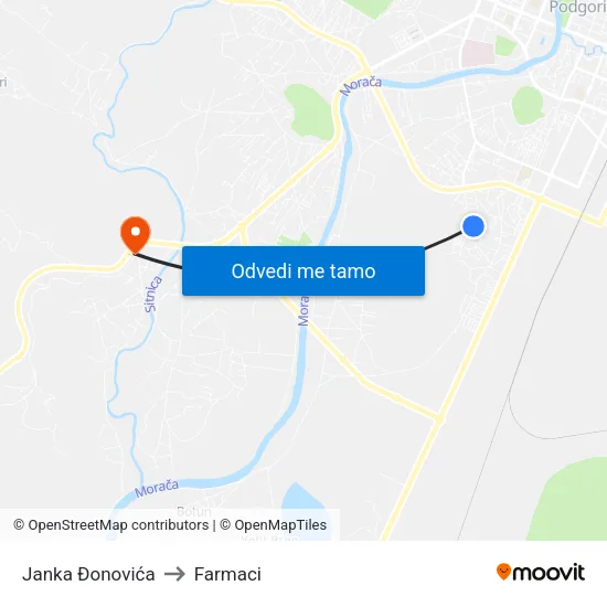Janka Đonovića to Farmaci map