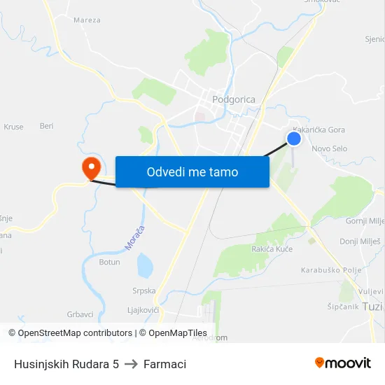 Husinjskih Rudara 5 to Farmaci map