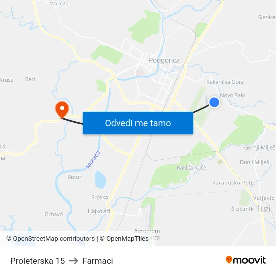 Proleterska 15 to Farmaci map