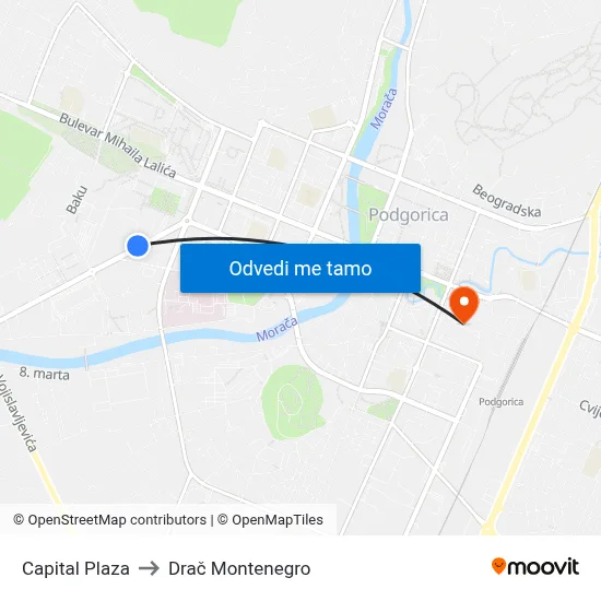 Capital Plaza to Drač Montenegro map