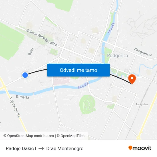 Radoje Dakić I to Drač Montenegro map