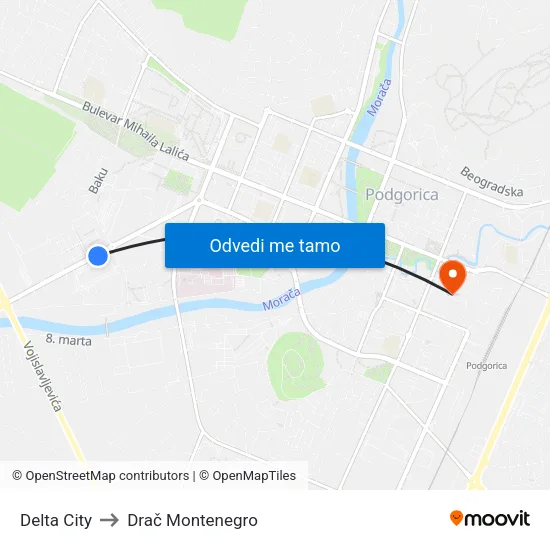 Delta City to Drač Montenegro map