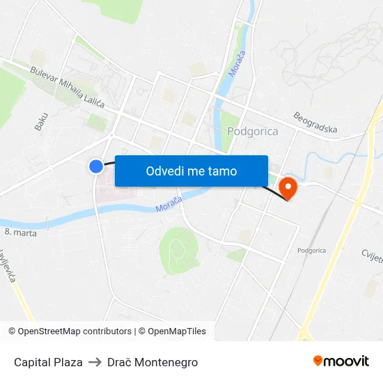 Capital Plaza to Drač Montenegro map