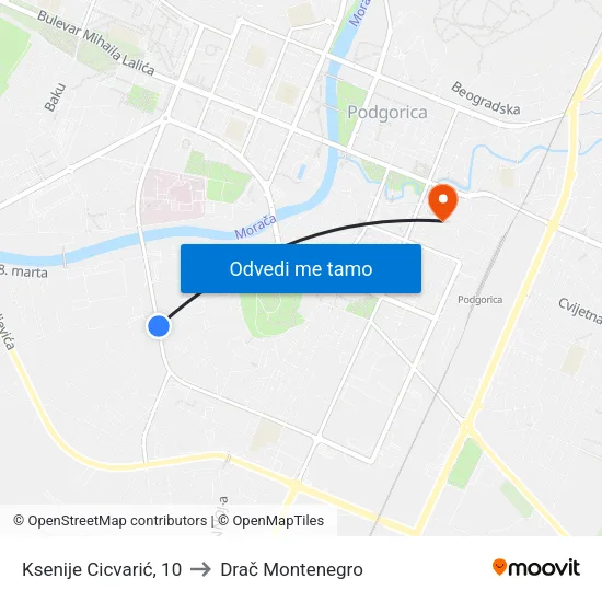 Ksenije Cicvarić, 10 to Drač Montenegro map