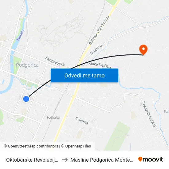 Oktobarske Revolucije, 43 to Masline Podgorica Montenegro map