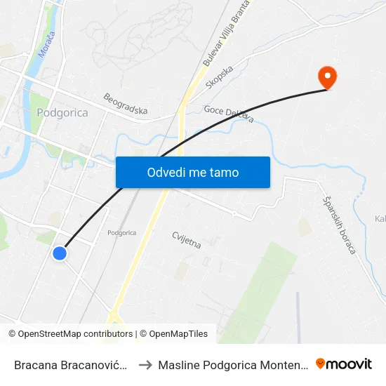 Bracana Bracanovića, 17 to Masline Podgorica Montenegro map
