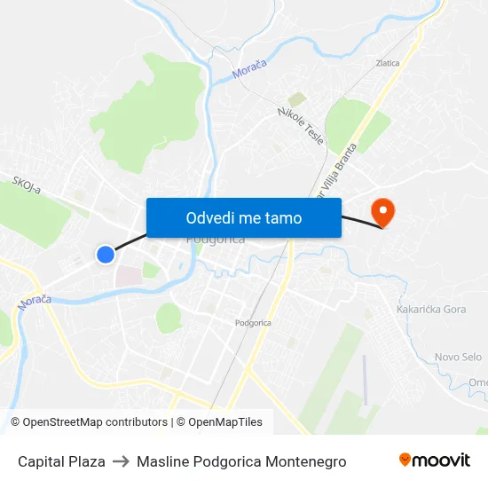 Capital Plaza to Masline Podgorica Montenegro map