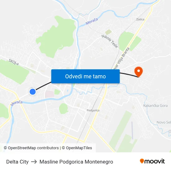 Delta City to Masline Podgorica Montenegro map