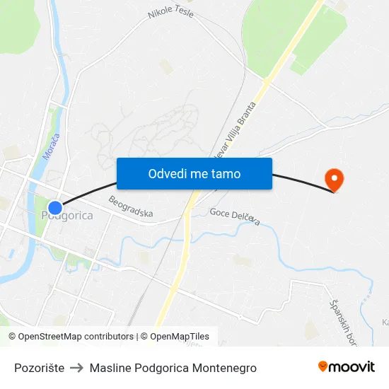 Pozorište to Masline Podgorica Montenegro map