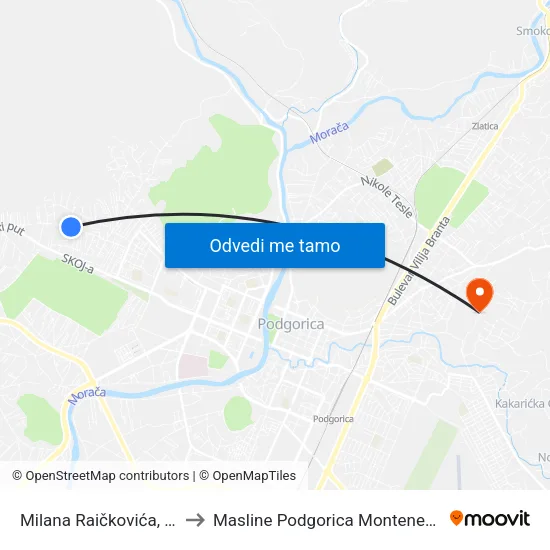 Milana Raičkovića, 52 to Masline Podgorica Montenegro map