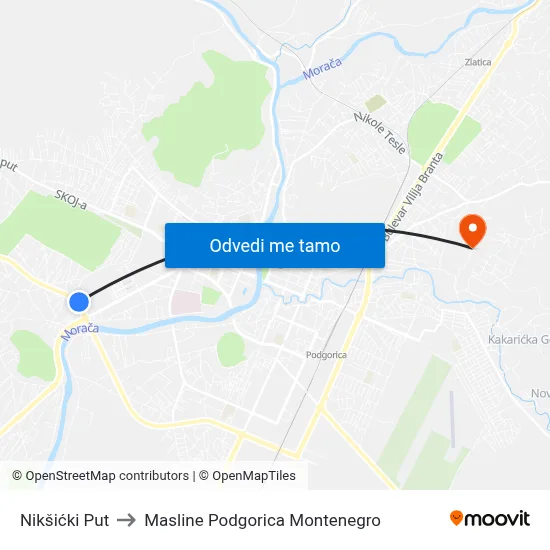 Nikšićki Put to Masline Podgorica Montenegro map