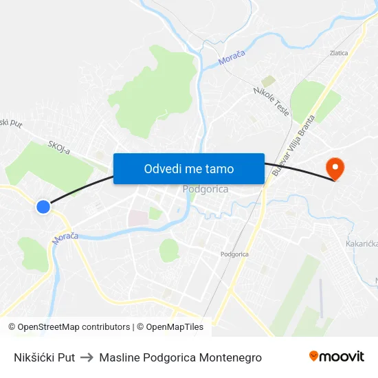 Nikšićki Put to Masline Podgorica Montenegro map