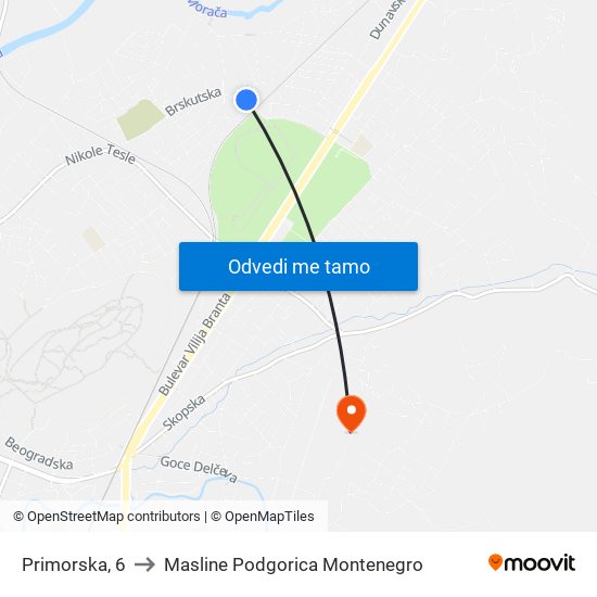 Primorska, 6 to Masline Podgorica Montenegro map