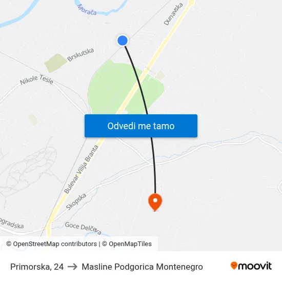 Primorska, 24 to Masline Podgorica Montenegro map
