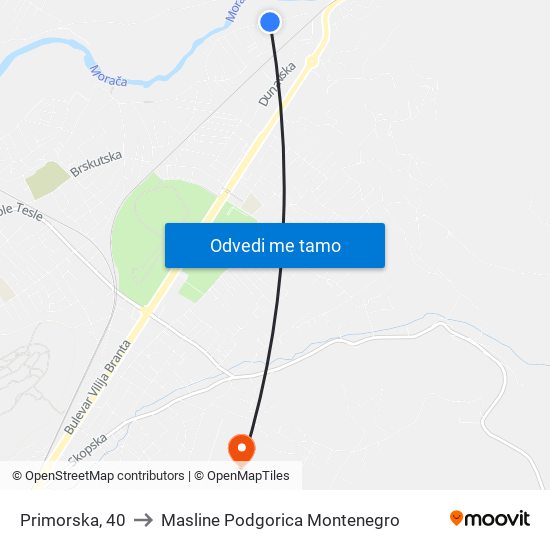 Primorska, 40 to Masline Podgorica Montenegro map