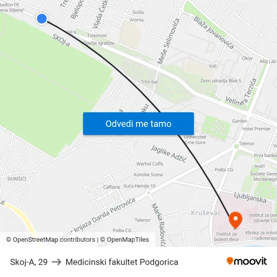 Skoj-A, 29 to Medicinski fakultet Podgorica map