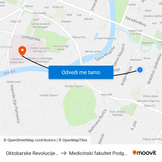 Oktobarske Revolucije, 43 to Medicinski fakultet Podgorica map