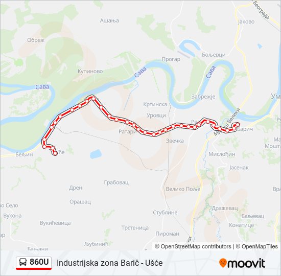 860U bus Line Map