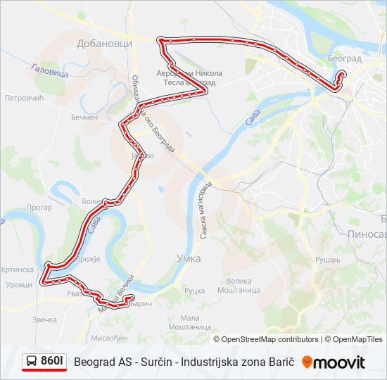 860I autobus mapa linije