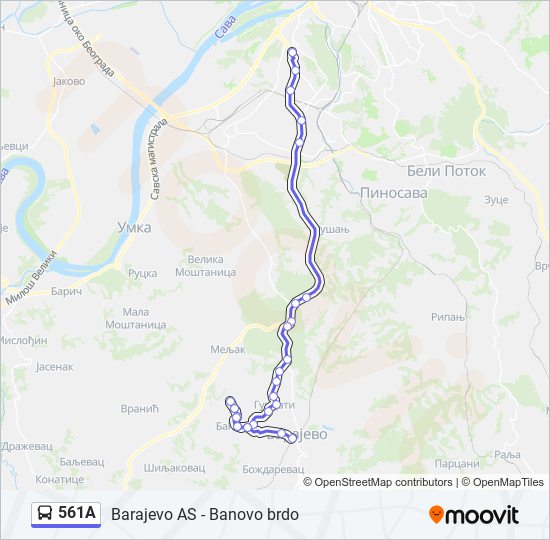 561A autobus mapa linije