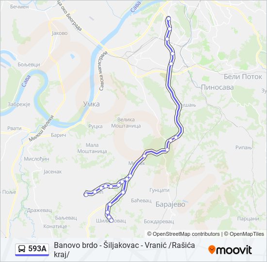 593A bus Line Map