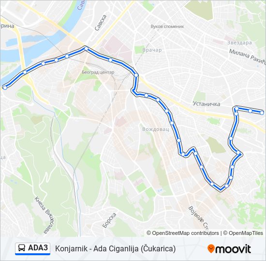 ADA3 autobus mapa linije